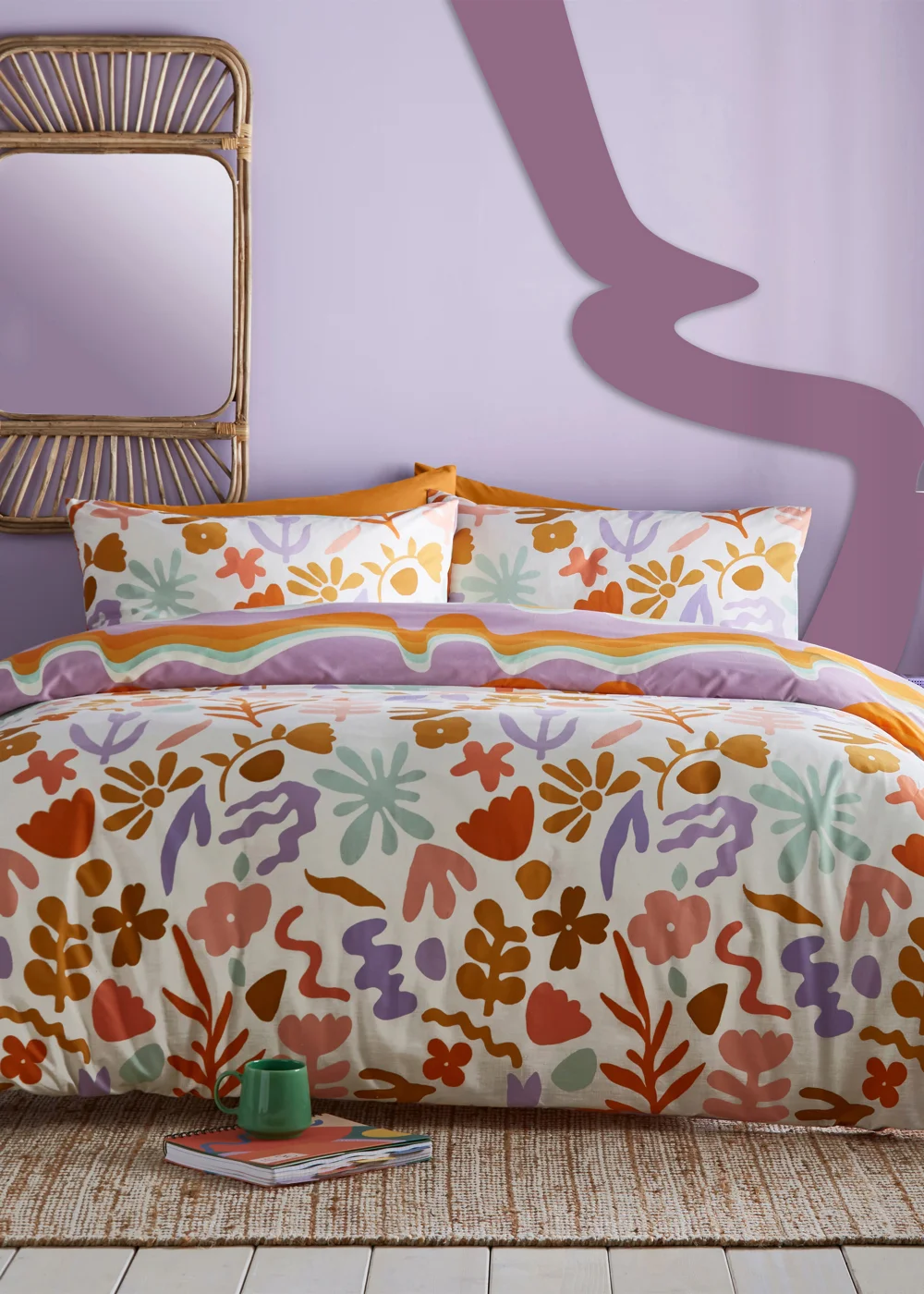 furn. Amelie Abstract Floral Duvet Cover Set Multi - Single Image 2