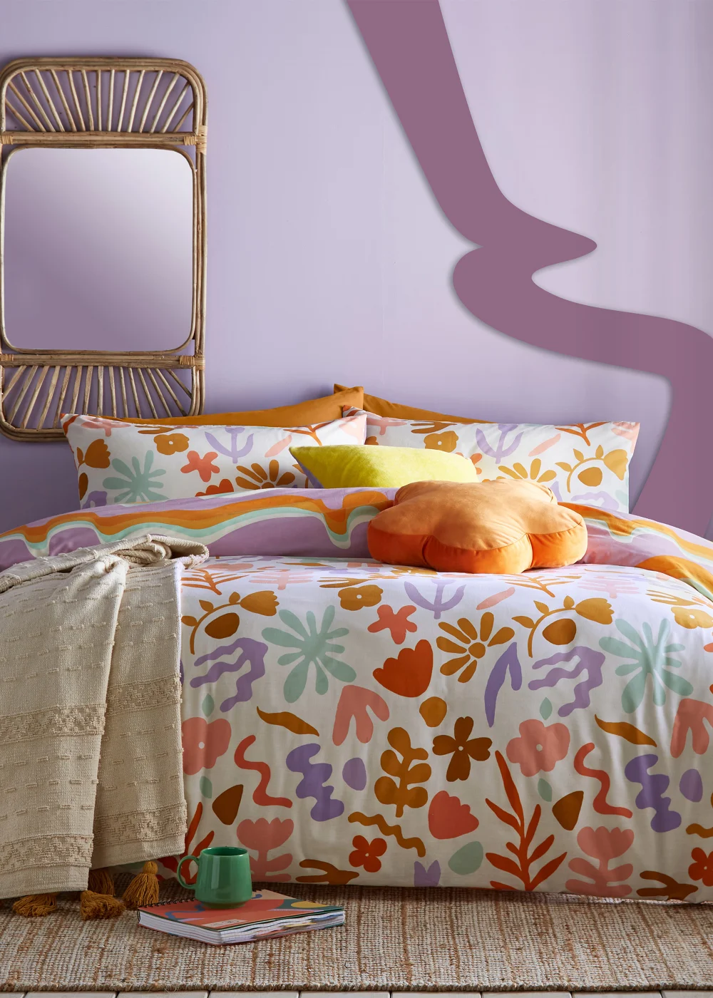 furn. Amelie Abstract Floral Duvet Cover Set Multi - Single Image 1