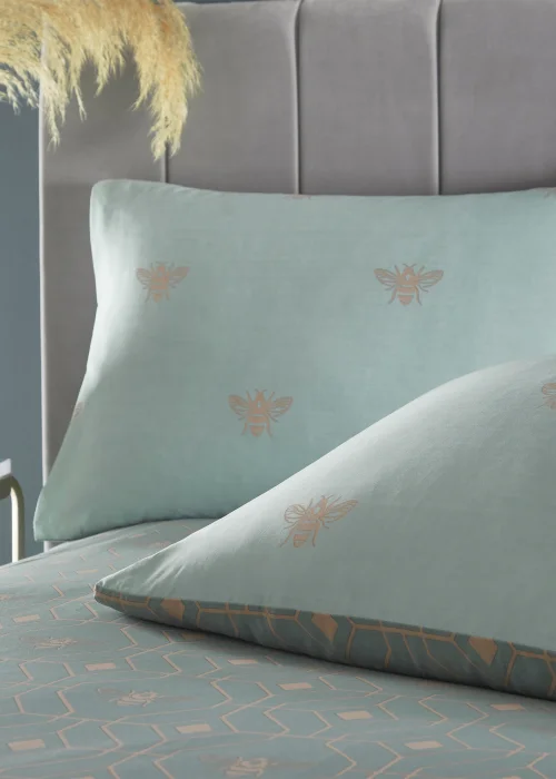 furn. Bee Deco Geometric Duvet Cover Set Eau De Nil - Single Image 2