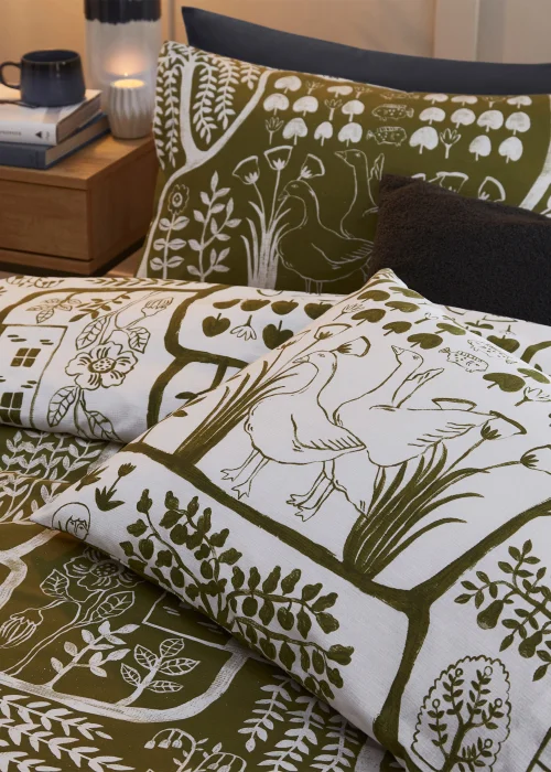 furn. Frida Abstract Floral Duvet Cover Set Green - Single Image 3