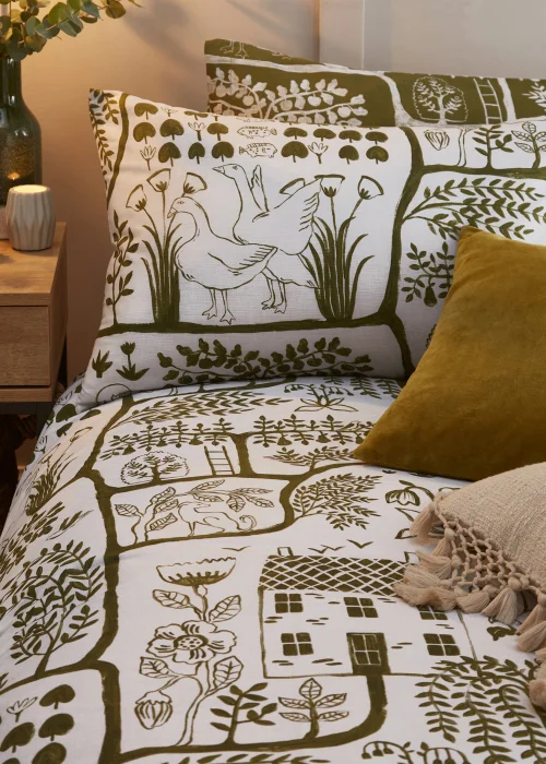 furn. Frida Abstract Floral Duvet Cover Set Green - Single Image 4