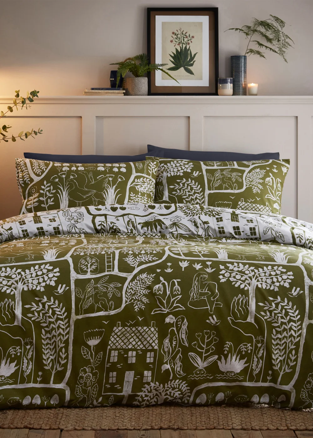 furn. Frida Abstract Floral Duvet Cover Set Green - Single Image 2