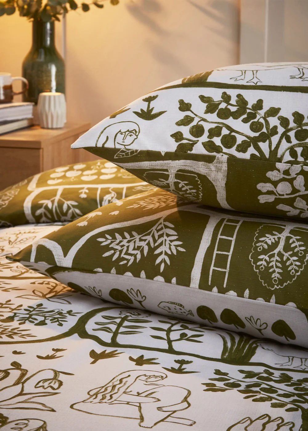 furn. Frida Abstract Floral Duvet Cover Set Green - Single Image 5