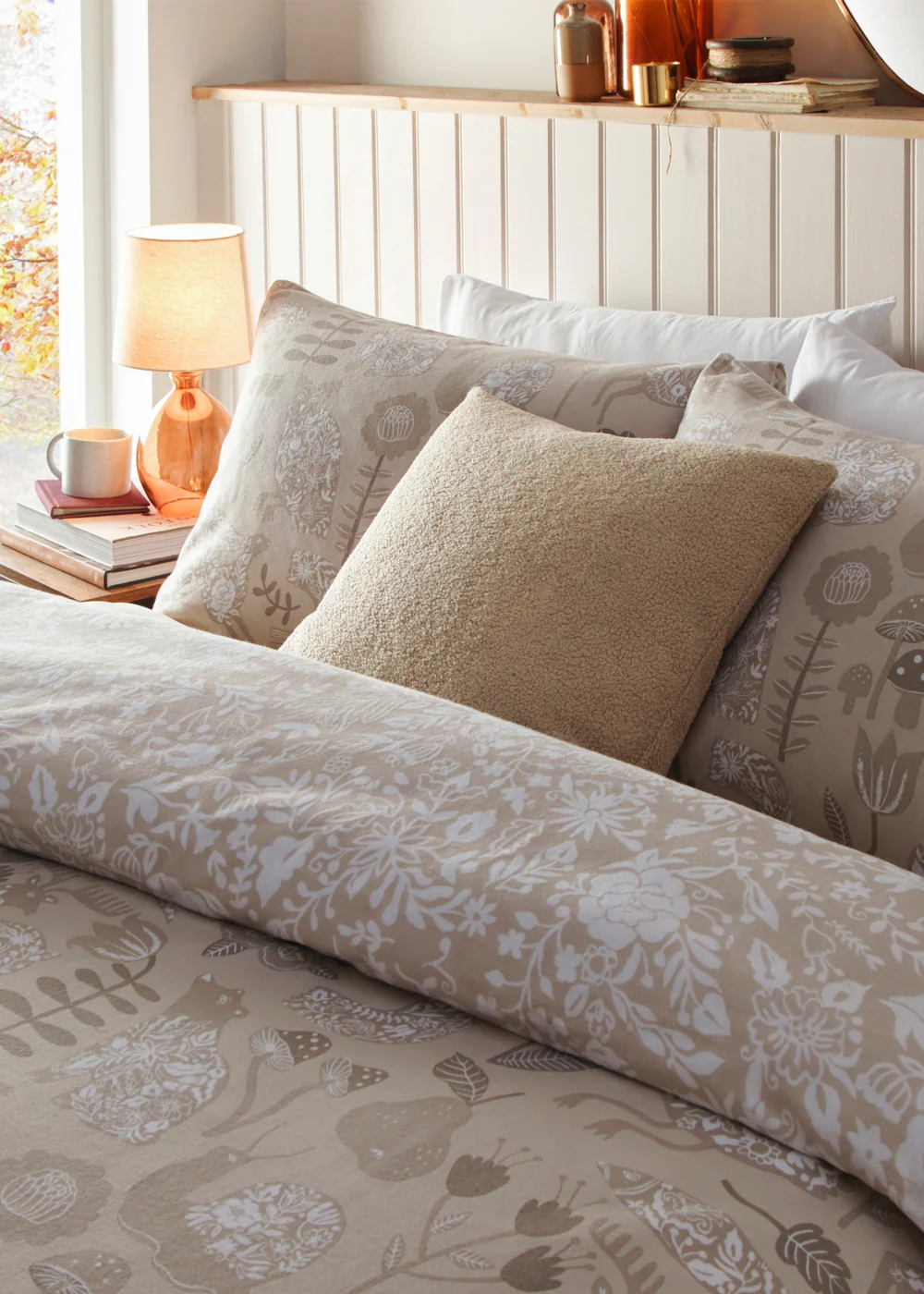 furn. Nook Woodland Brushed Cotton Duvet Cover Set Biege - Single Image 3