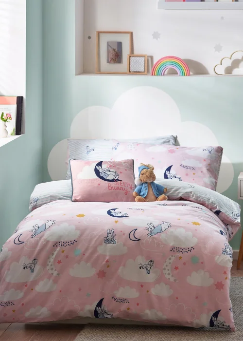 Peter Rabbit™ Sleepy Head Abstract Duvet Cover Set Pink - Toddler Image 1
