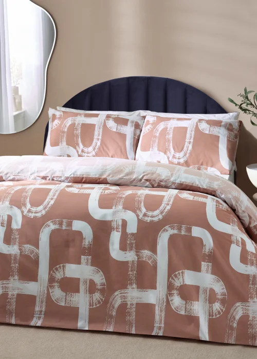 Hoem Tuba Abstract Cotton Rich Duvet Cover Set Pink - Single Image 1