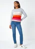Roman Grey Stripe Print Stretch Knit Jumper - Small Image 2