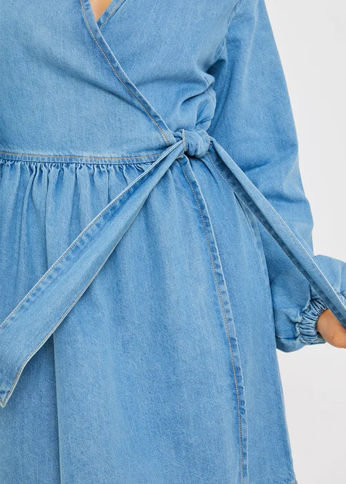 In The Style Blue Denim Wrap Dress - 8 Image 3