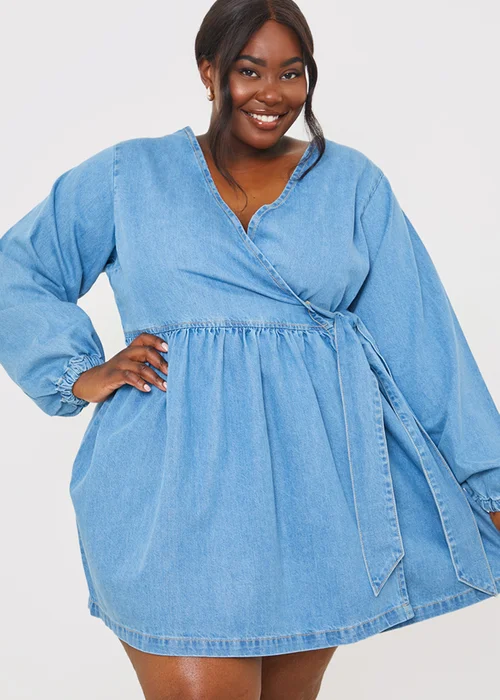 In The Style Blue Denim Wrap Dress - 8 Image 5