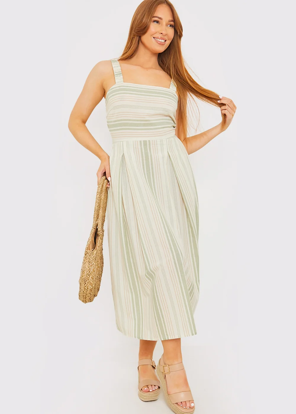 In The Style Stacey Green Tie Back Midi Dress - 10 Image 2