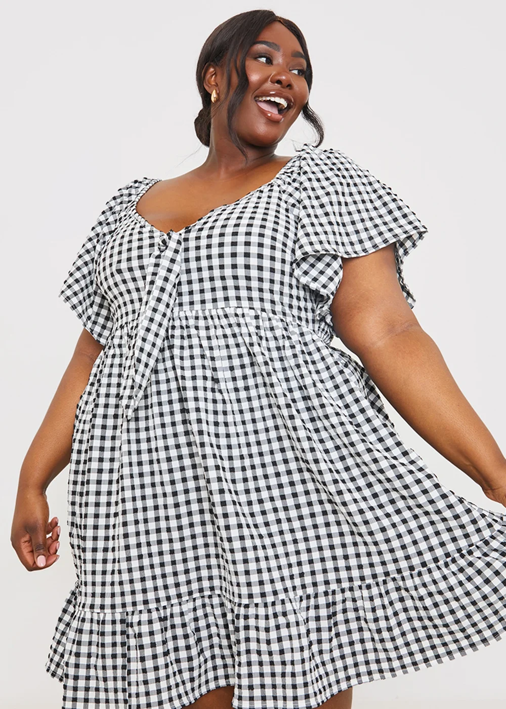 In The Style Stacey Black & White Tie Bust Mini Dress - 8 Image 6