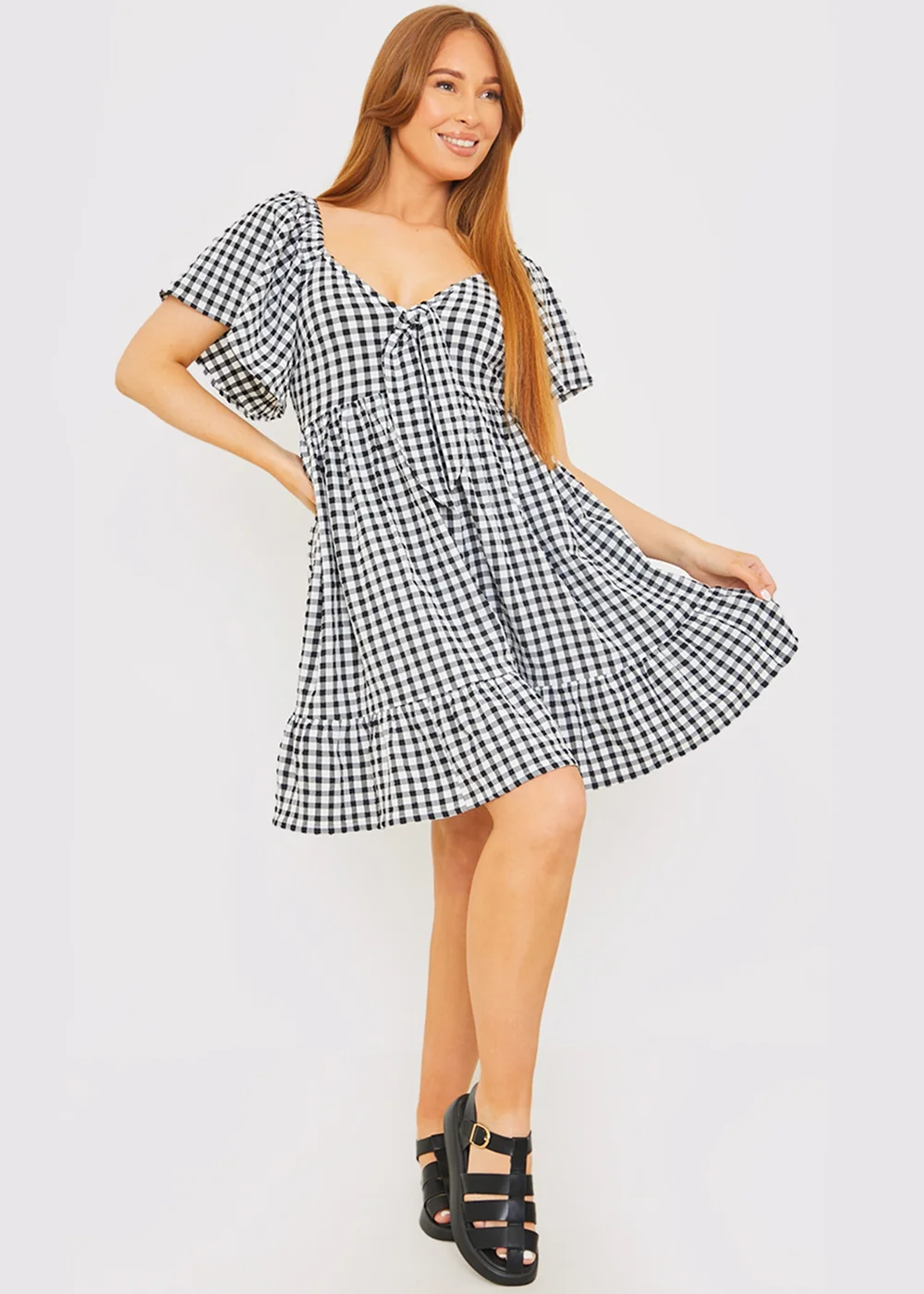 In The Style Stacey Black & White Tie Bust Mini Dress - 8 Image 3