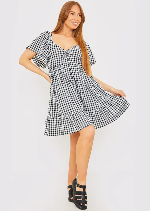 In The Style Stacey Black & White Tie Bust Mini Dress - 8 Image 3