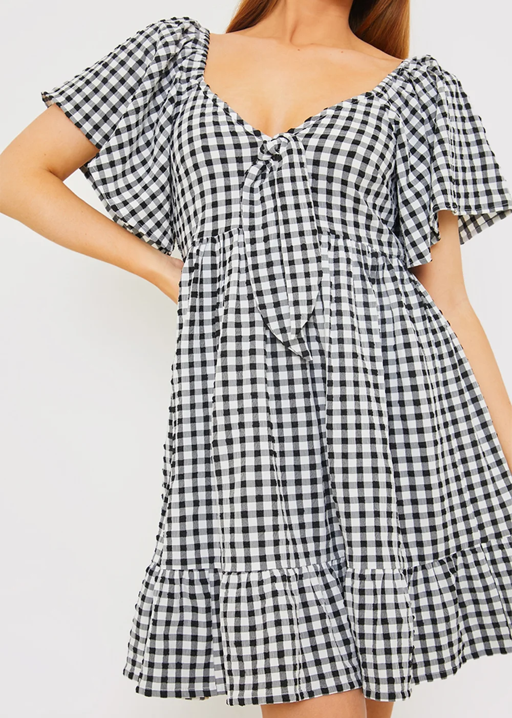 In The Style Stacey Black & White Tie Bust Mini Dress - 8 Image 4