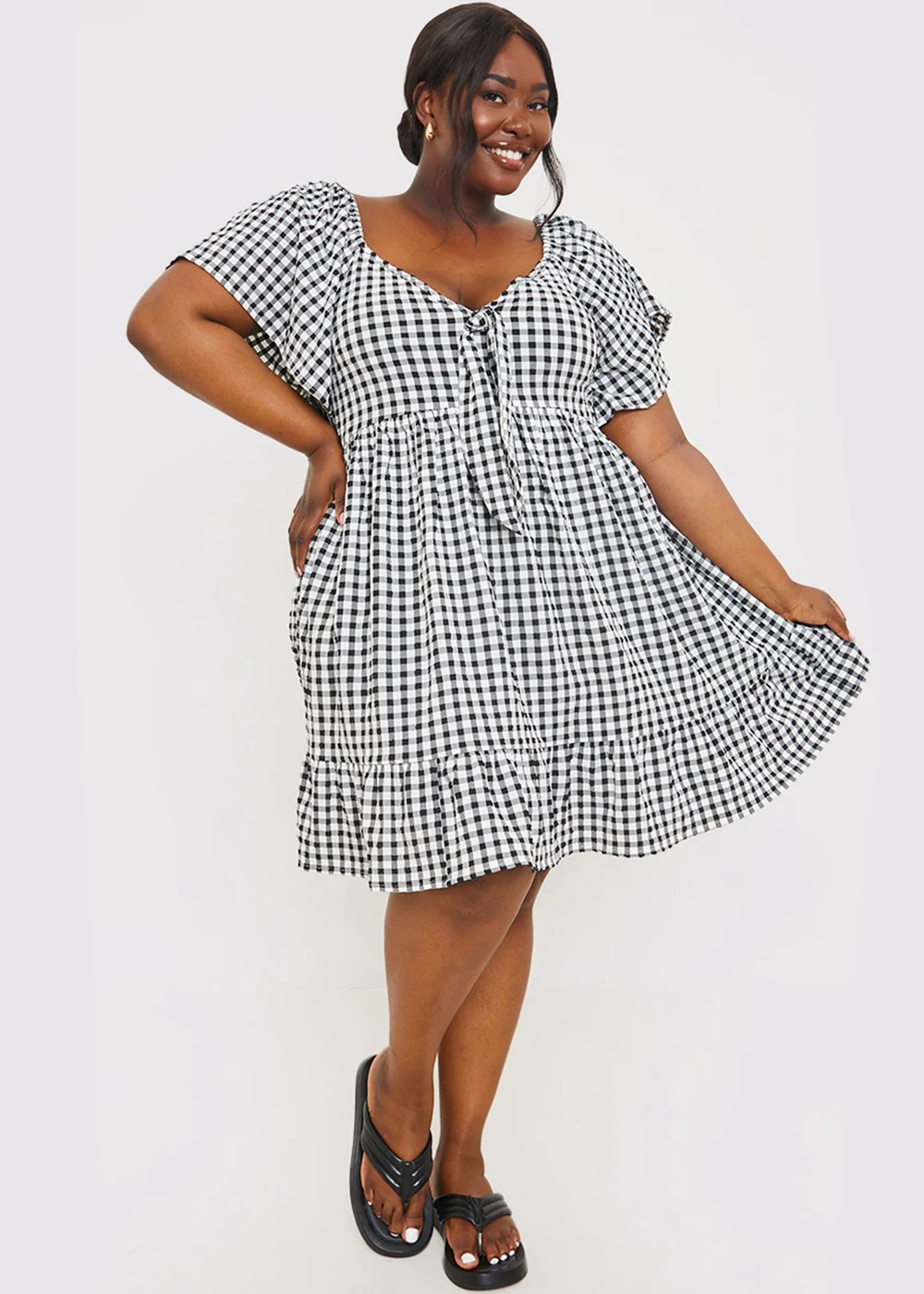 In The Style Stacey Black & White Tie Bust Mini Dress - 8 Image 7