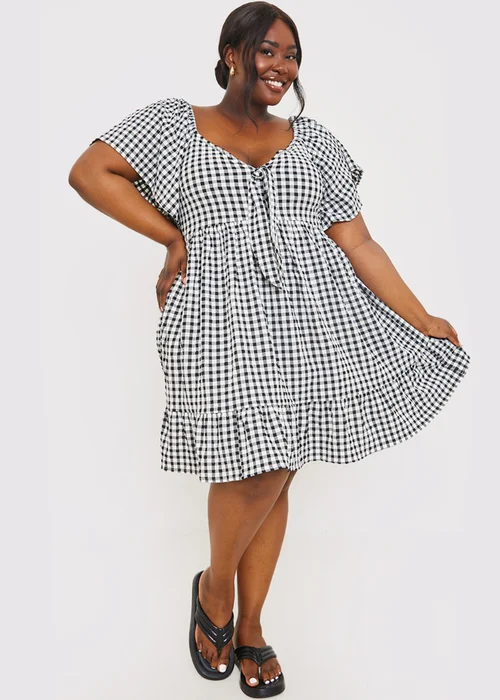 In The Style Stacey Black & White Tie Bust Mini Dress - 8 Image 7