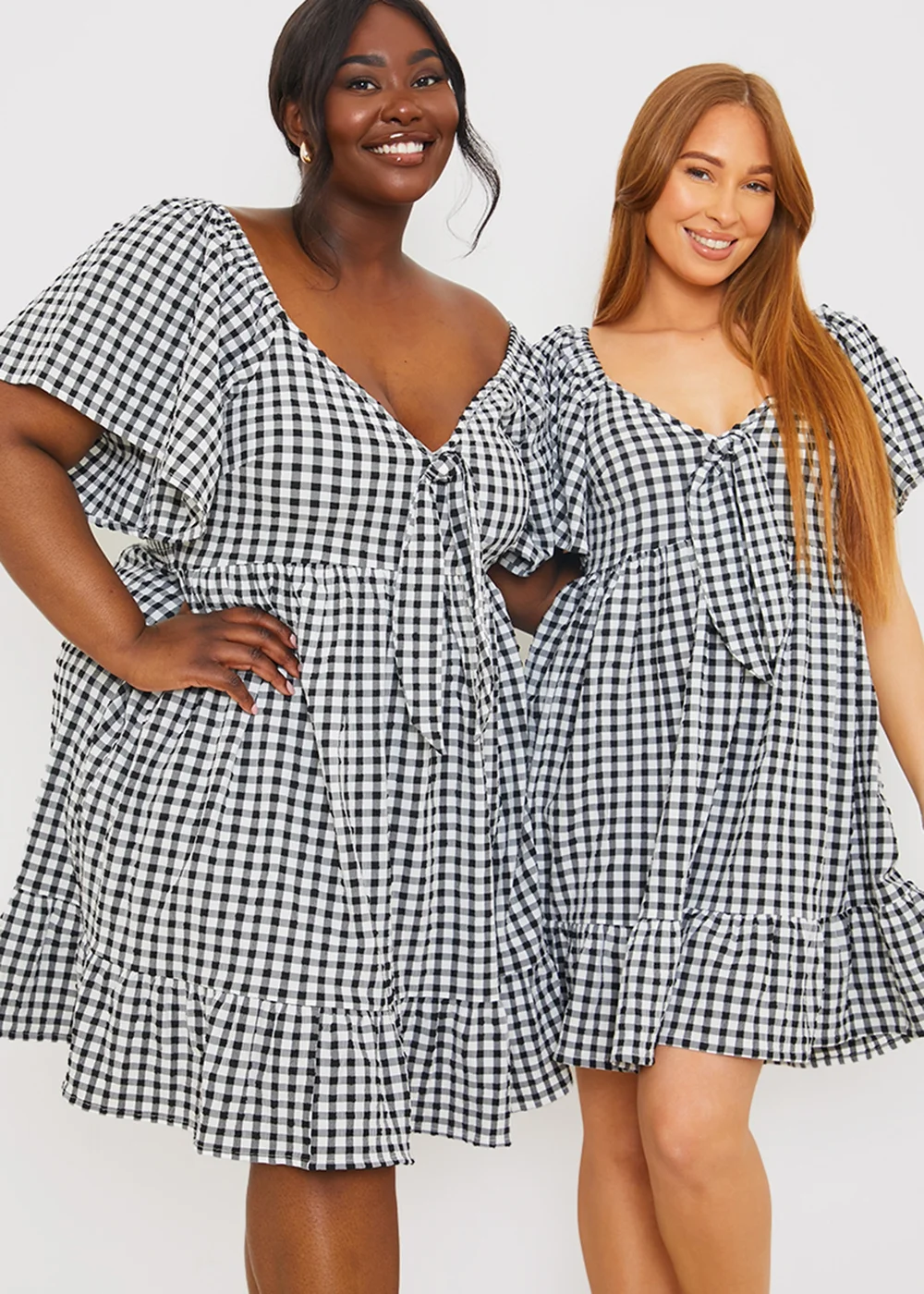 In The Style Stacey Black & White Tie Bust Mini Dress - 8 Image 1