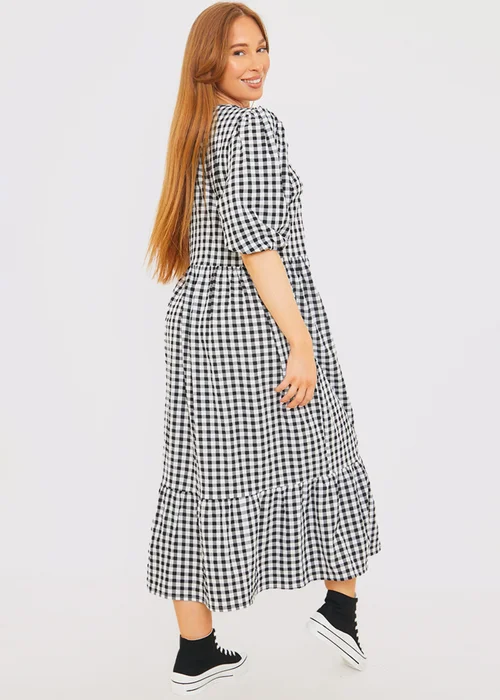 In The Style Stacey Black & White Gingham Midi Dress - 8 Image 4