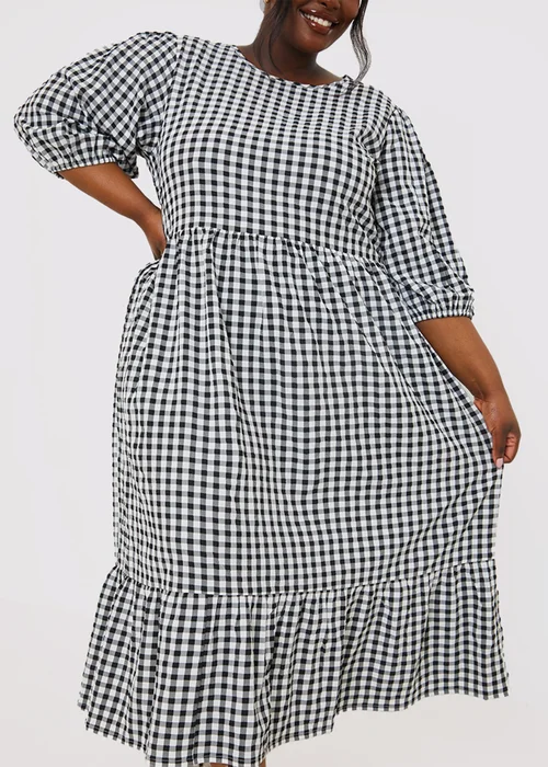 In The Style Stacey Black & White Gingham Midi Dress - 8 Image 6