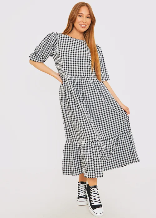 In The Style Stacey Black & White Gingham Midi Dress - 8 Image 2