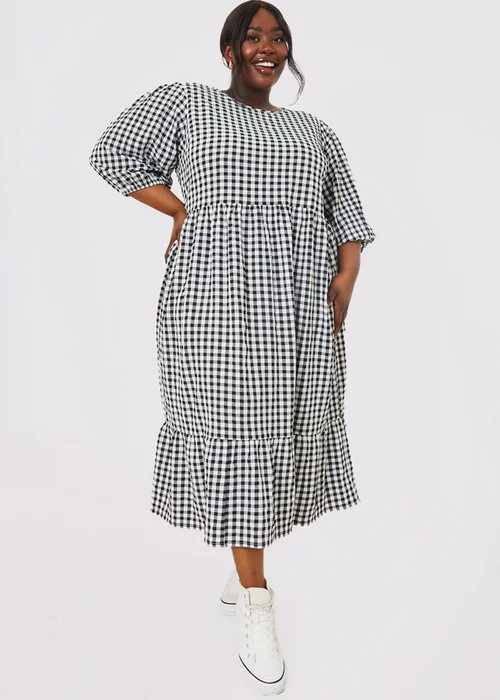 In The Style Stacey Black & White Gingham Midi Dress - 8 Image 5