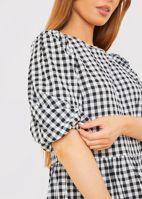 In The Style Stacey Black & White Gingham Midi Dress - 8 Image 3