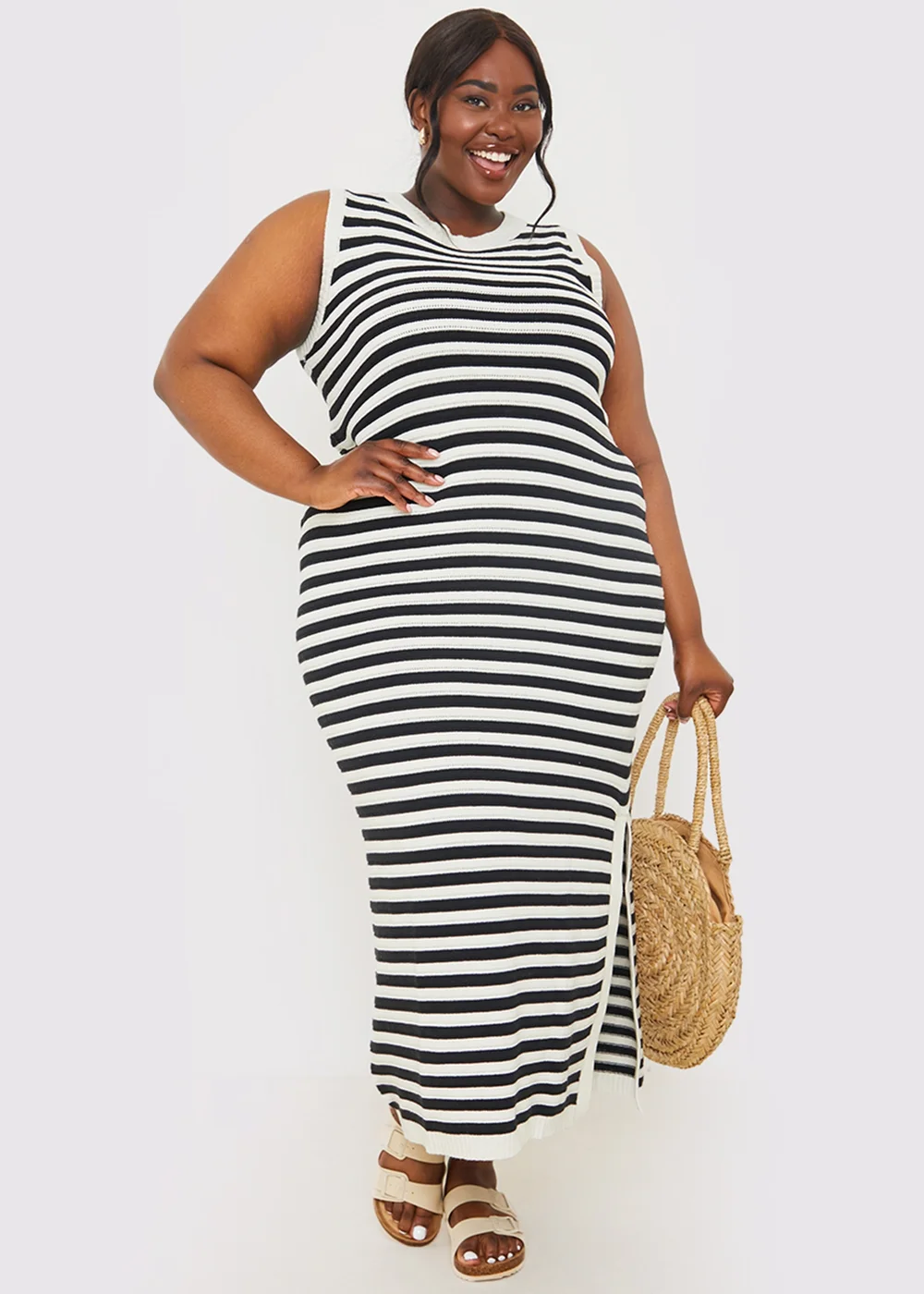 In The Style Black Knitted Stripped Maxi Dress - 26-28 Image 5