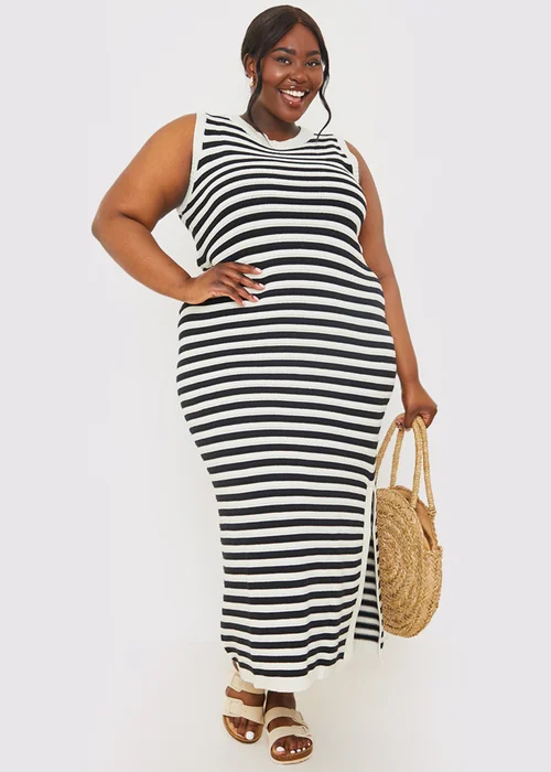 In The Style Black Knitted Stripped Maxi Dress - 26-28 Image 5