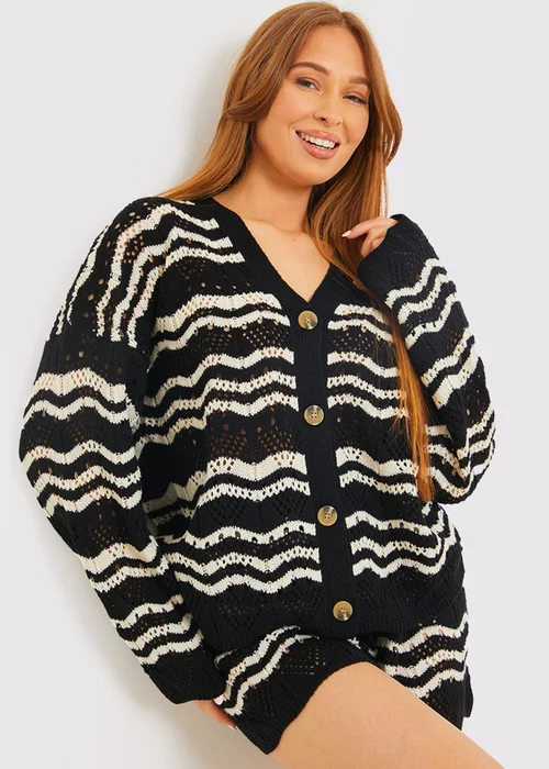 In The Style Black Knitted Co Ord Cardigan - 26-28 Image 2