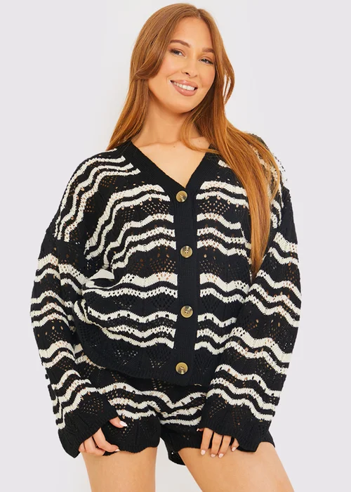 In The Style Black Knitted Co Ord Cardigan - 26-28 Image 3