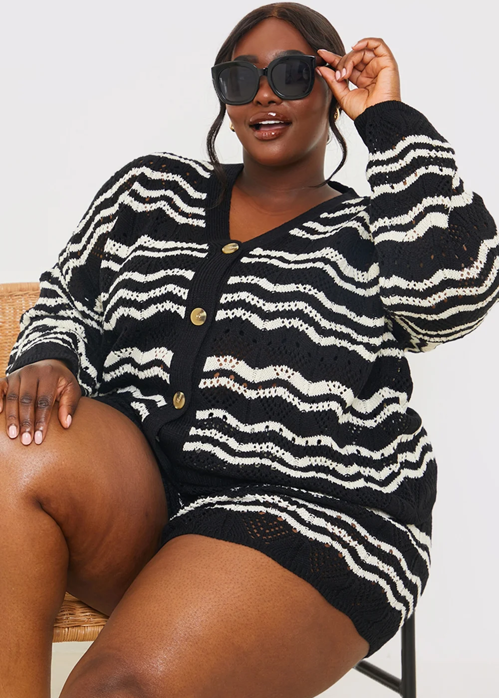 In The Style Black Knitted Co Ord Cardigan - 26-28 Image 6