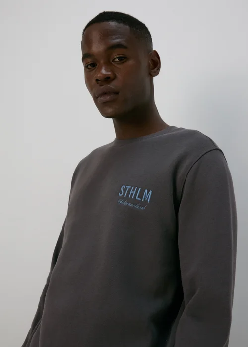 Charcoal Embroidered Sweatshirt - S Image 3