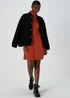 Rust High Neck Ribbed Dress - 8 Image 4