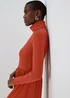 Rust High Neck Ribbed Dress - 8 Image 3