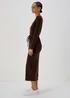Brown Square Neck Skinny Belt Dress - 8 Image 2