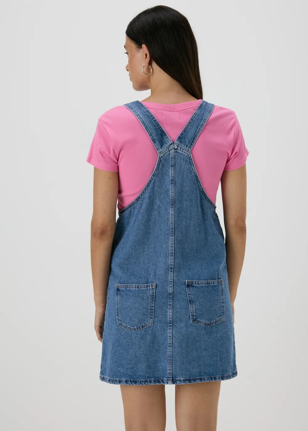 Mid Wash Denim Pinafore Dress - 8 Image 2