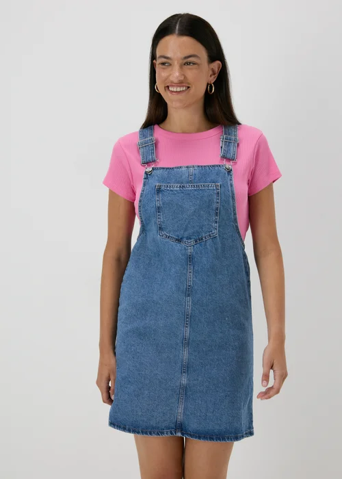 Mid Wash Denim Pinafore Dress - 8 Image 4