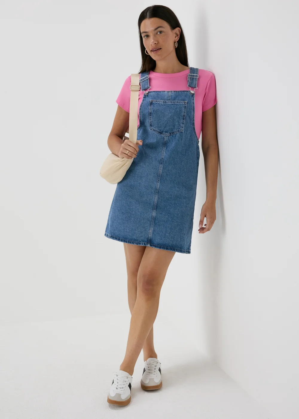 Mid Wash Denim Pinafore Dress - 8 Mid Wash Denim Pinafore Dress - 8