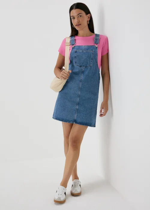Mid Wash Denim Pinafore Dress - 8 Image 1