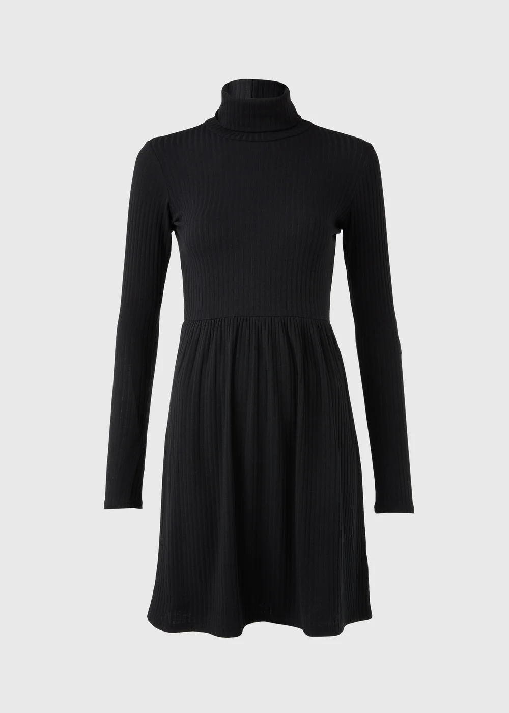 Black High Neck Ribbed Dress - 8 Image 5