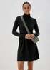 Black High Neck Ribbed Dress - 8 Image 1