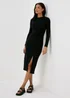 Black Knot Detail Ribbed Midi Dress - 8 Image 3