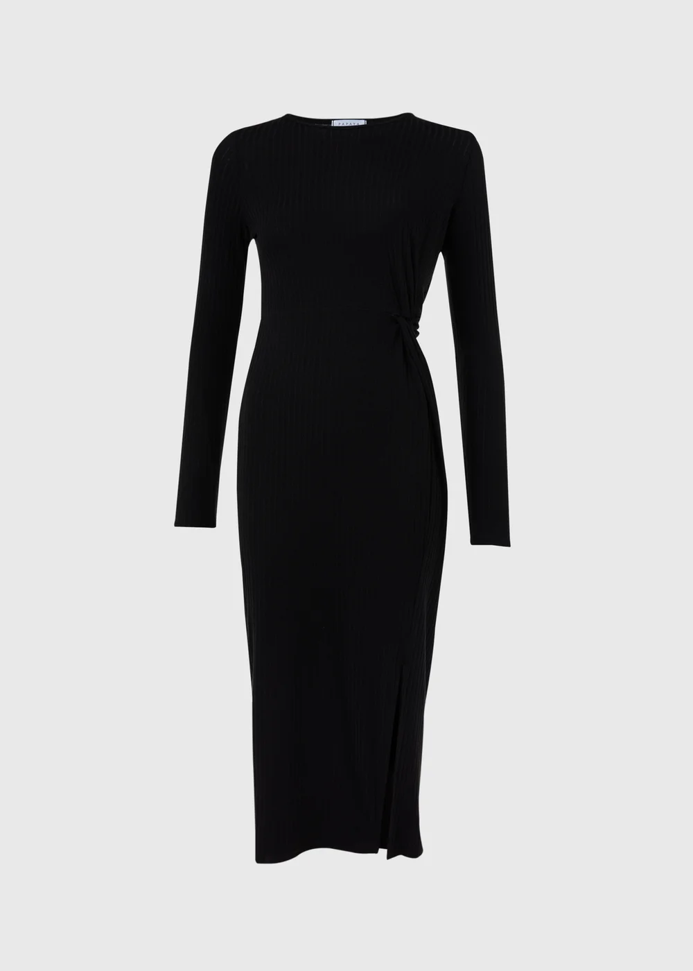 Black Knot Detail Ribbed Midi Dress - 8 Image 5