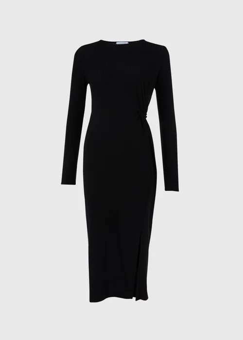 Black Knot Detail Ribbed Midi Dress - 8 Image 5