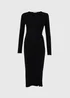 Black Knot Detail Ribbed Midi Dress - 8 Image 5