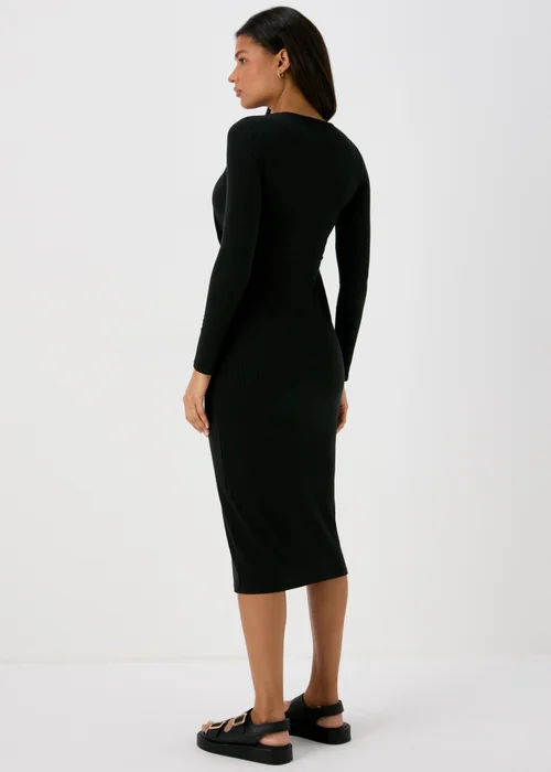 Black Knot Detail Ribbed Midi Dress - 8 Image 2