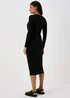 Black Knot Detail Ribbed Midi Dress - 8 Image 2