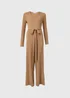 Camel Tie Waist Jumpsuit - 8 Image 5