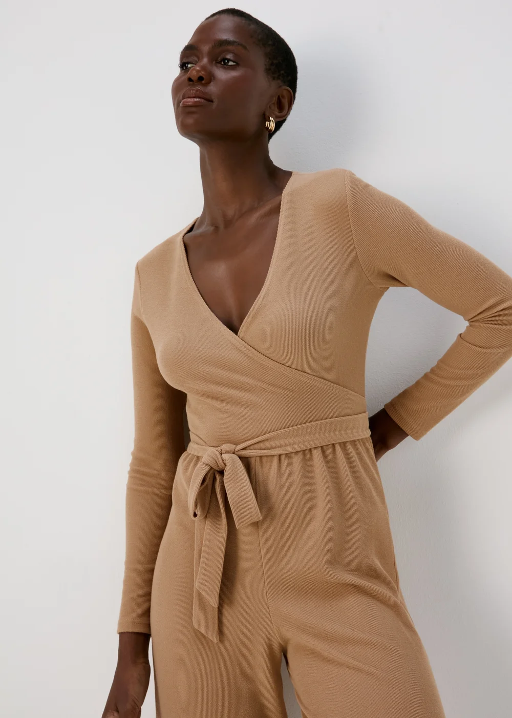 Camel Tie Waist Jumpsuit - 8 Image 3