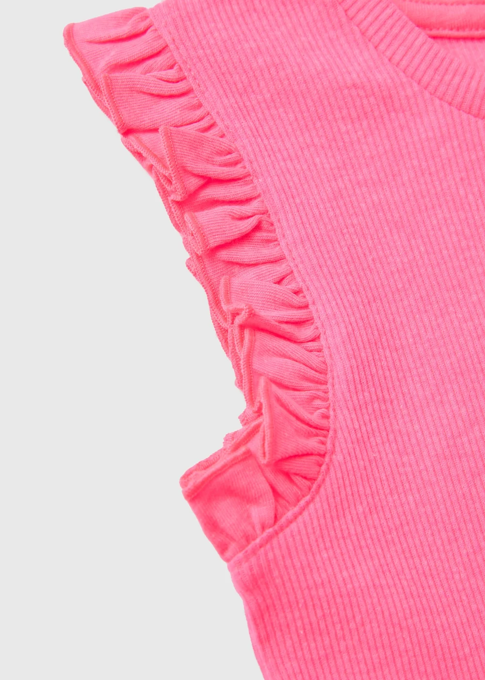Girls Hot Pink Ribbed Frill Vest (1-7yrs) - 1-1.5 Yrs Image 2